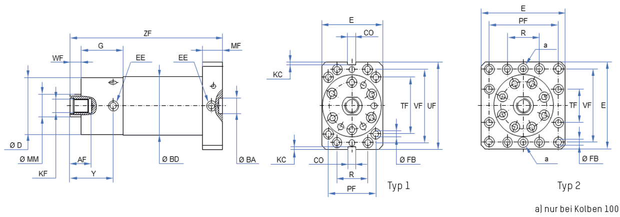 Technische Daten der hydraulikzylinder als Führungssäule in Gießgestellen