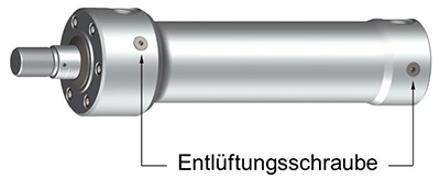 Entlüftungsschrauben am Hydraulikzylinder