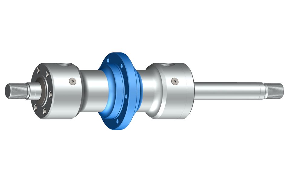 Der am Zylinderkörper angeschweißte Flansch kann als Zylinderbefestigung verwendet werden. Die Zylinderkraft wird dadurch zentrisch zur Befestigung aufgebracht, so dass keine Seitenkräfte entstehen. 